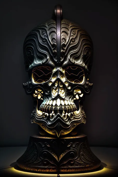 bronce bust, bronzecd <lora:realisticBronzeArt_v10:1> epoxy_skull  <lora:glowingSkullLora_v10:1.46>