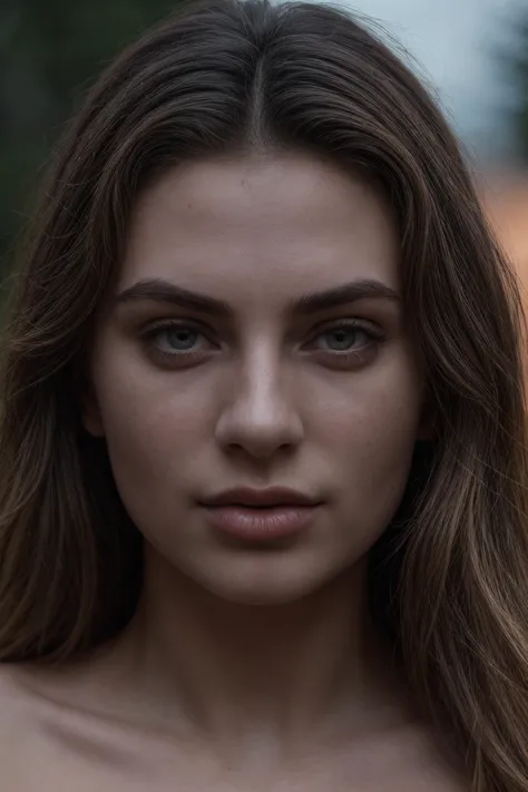 a close up of a woman with long hair and a shirt