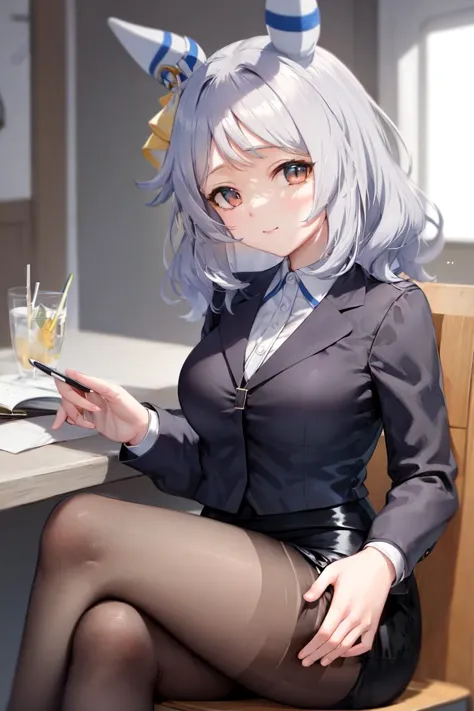 anime girl sitting at a table with a glass of wine