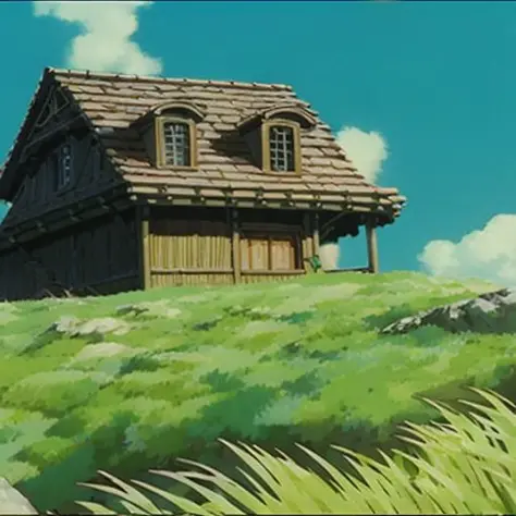 house in the woods studio_ghibli_anime_style style
