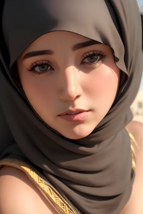 masterpiece, best quality, ultra high res, (photorealistic:1.8), unreal_engine, photograph, realistic_skin_texture, (Palestinian woman:1.8), solo, ultra face detailed, outdoors