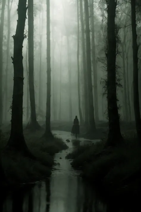 cinematic film still painting of a mysterious road in an oppressing swamp, little traveled and questionable, fantasy style, dreamlike fantasy art, movie screencap . shallow depth of field, vignette, highly detailed, high budget, bokeh, cinemascope, moody, epic, gorgeous, film grain, grainy