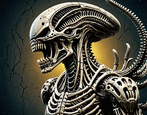 أسلوب الجرونج الفن المفاهيمي للشبكة العصبية ذات الهندسة الحيوية ral-bnz xenomorph, موضوع مظلم, (في رهبة:1.2), واثق, (متفاجئ:0.7), الجلد الطبيعي, تريبوفوبيا:0.8, مع الخلفية من الجانب, النظر إلى العارض, طلقة رعاة البقر, خلفية سديم الظلام, تقديم غير متحيز جسديًا, الإضاءة الطبيعية, ظلال ناعمة, مروع, ضوء متقلب المزاج, زاهى الألوان, أسلوب ستان مانوكيان, قاعدة الأثلاث, . محكم, بالأسى, كلاسيكي, منفعل, فيبي موسيقى الروك الشرير, متسخ, مزعج,  