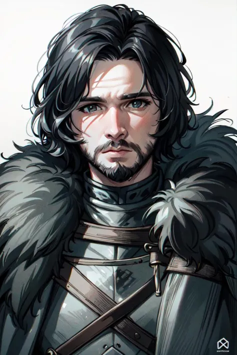 <lora:jonsnow:0.9>, jonsnow,beard, very detailed face, fur coat, looking at the camera, (cavern background:1.2), (upper body), intricate details, highly detailed, by greg rutkowski 
masterpiece, best quality, highly detailed,  good eyes, looking straight, ...
