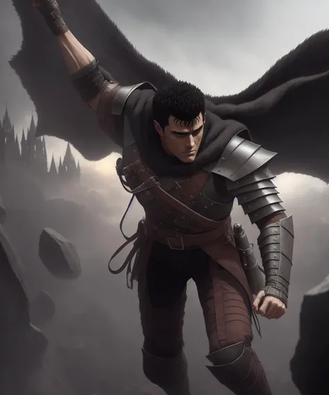 guts \(berserk\), manly, scar, dynamic angle, from above - SeaArt AI