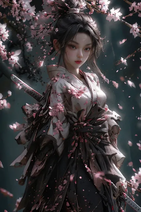 <lora:Sword Sakura:0.8>,upper body,blade to side,strike pose,blade down,blade right hand,<lora:UBWKatanaOneHand:0.5>,cherry blossoms,, (masterpiece, best quality, high quality, highres, ultra-detailed),
 <lora:OC:1>