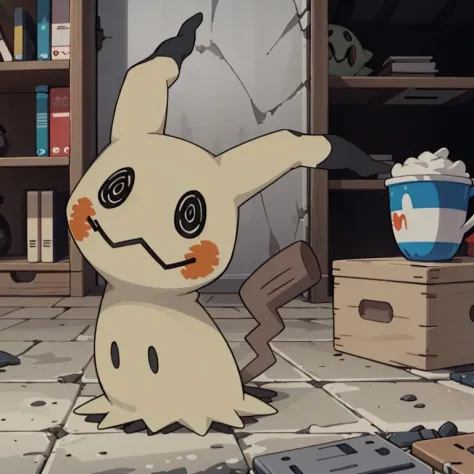 ((masterpiece,best quality)), absurdres
<lora:Mimikyu_Pokemon_Anime:0.7>, Mimikyu_Pokemon,
solo, looking at viewer,
cinematic composition,