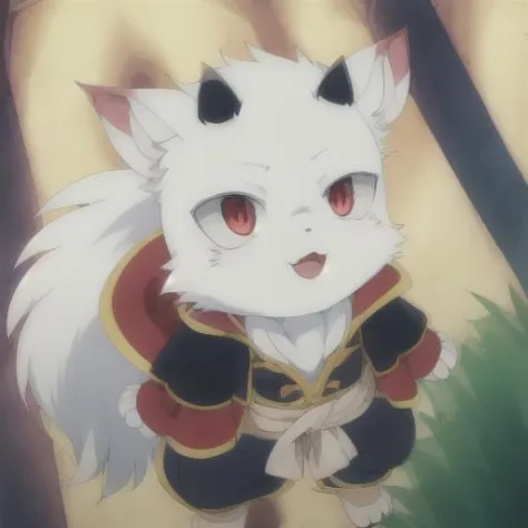 (((anime style))) ,<lora:Richard Niehime to Kemono no Ou:1>, Richard , Demon King child , ear , ((((bright color)))) ,  ((very high quality)) , black little horn , ((white fur)) , chubby face