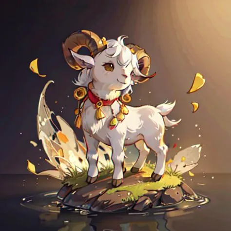 a goat, pixiv, goat, animal,yellow,lovely,animal, golden