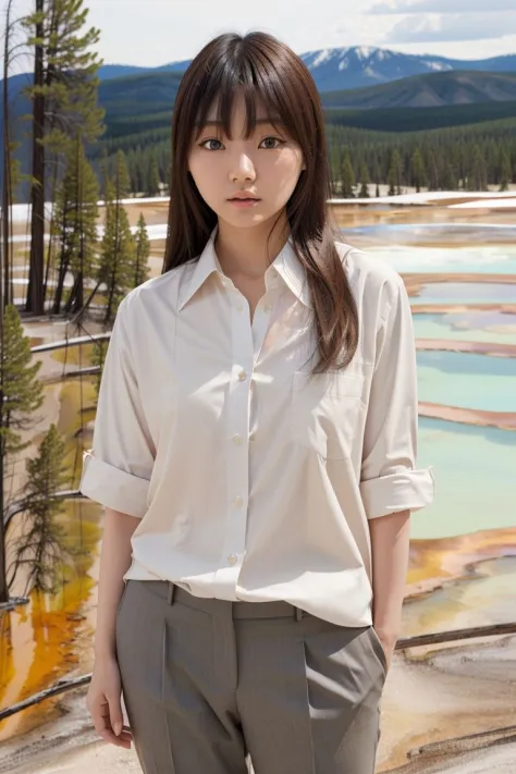 <lora:tsubasa_hazuki_obj20:0.5>, full_body, standing, sandals, (shirt), pants, (yellowstone), (tsubasa_hazuki: 1.2), perfect fac...