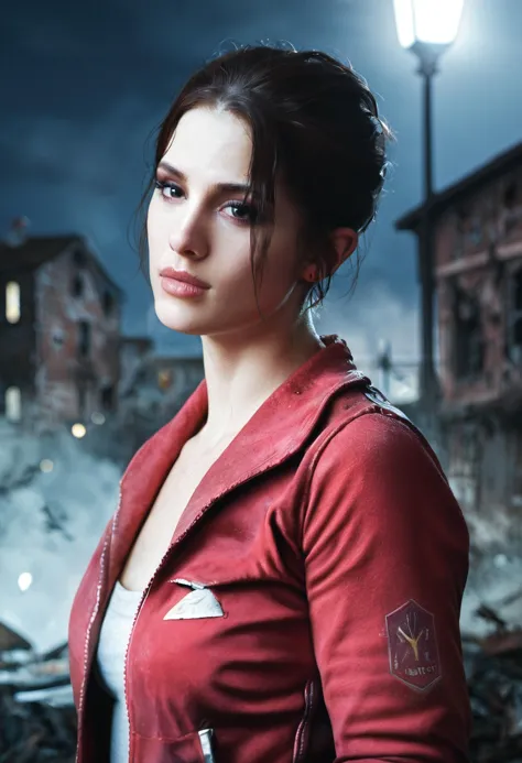 score_9, score_8_up, score_7_up, BREAK, zy_zoey, 1girl, brown hair, short hair, red jacket, portrait, realistic, photo, real hair, detailed skin, dark, night, abandoned building, weapon, debris, fog, highly detailed, detailed skin, depth of field, film grain, <lora:zy_Zoey_PonyRealism_v1:0.7>