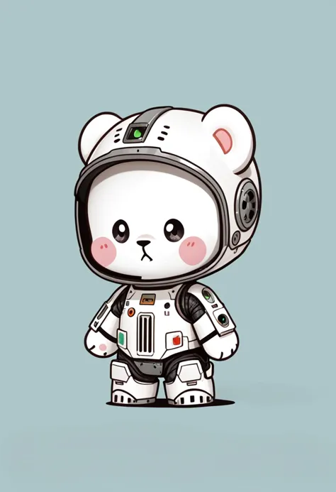 a white bear wearing a space suit and helmet