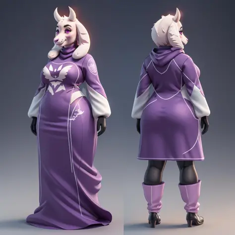 <lora:ChumpyChoo_Char_Toriel:0.5>, Delicate 3D PVC model of (toriel:1.4), fur sticking out,  purple dress, large breasts, wide hips, white fur, pink eyes, soft smooth lighting, with soft pastel colors, 3d icon clay render, 120mm lens, 3d blender render, tr...