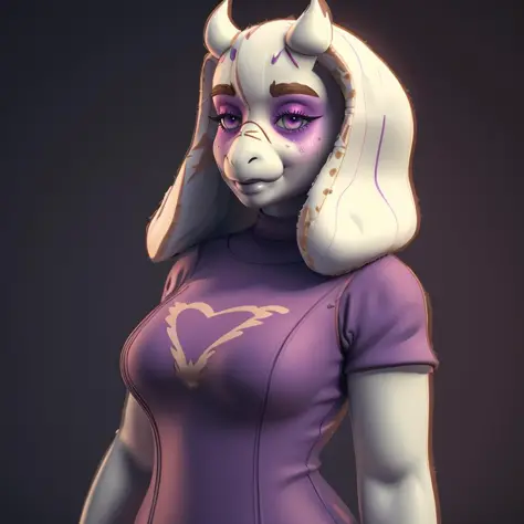 <lora:ChumpyChoo_Char_Toriel:0.5>, Delicate 3D PVC model of (toriel:1.4), furry,  highly detailed face, snout, half closed eyes, purple dress, large breasts, wide hips, white fur, pink eyes, soft smooth lighting, with soft pastel colors, 3d icon clay render, 120mm lens, 3d blender render, trending on polycount, modular constructivism, physically based rendering, centered