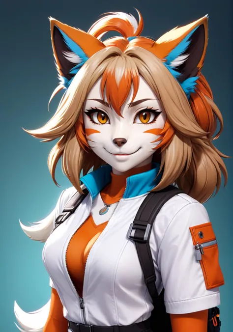 anime artwork <lora:AnimAl P FFusion v2-ep2:1> there is a cartoon character of a woman with a cat's head, anthropomorphic lynx, gadget hackwrench, headshot of young female furry, anthropomorphic female cat, furry character portrait, marmoset toolbag render, marmoset render, stylized character, female fursona, portrait of an anthro fox, stylized character design, fox scientist . anime style, key visual, vibrant, studio anime,  highly detailed