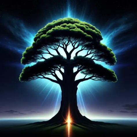 the world tree is represented as a colossal tree which supports the heavens, thereby connecting the heavens, the terrestrial world, and, through its roots, the underworld. It may also be strongly connected to the motif of the tree of life, but it is the source of wisdom of the ages