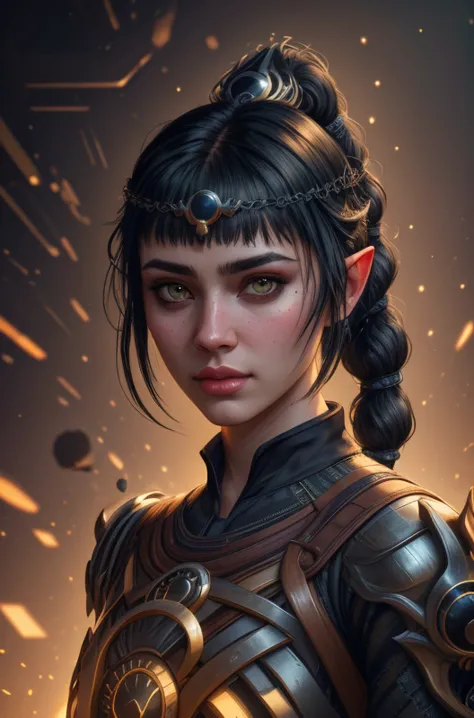 PA7_Photo PA7_Human-Likeness PA7_Portrait-MCU BREAK <lora:dsshadowheart_lc:1> dsshadowheart, (black hair, long hair, ponytail, bangs, braid, hair ornament, pointy ears, green eyes, circlet, armor, breastplate, pauldrons) <lora:Neonpunkai-8:0.8> Neonpunkai, Cyberpunk style, Neon, dystopian, futuristic, digital, vibrant, detailed, high contrast, reminiscent of cyberpunk genre, masterpiece, best quality, absurdres, detailed, ultra-detailed