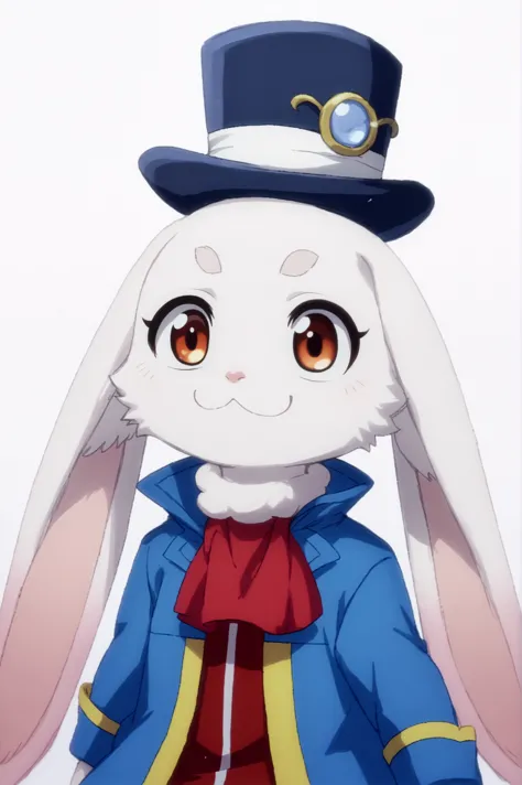 a close up of a rabbit wearing a top hat and a jacket