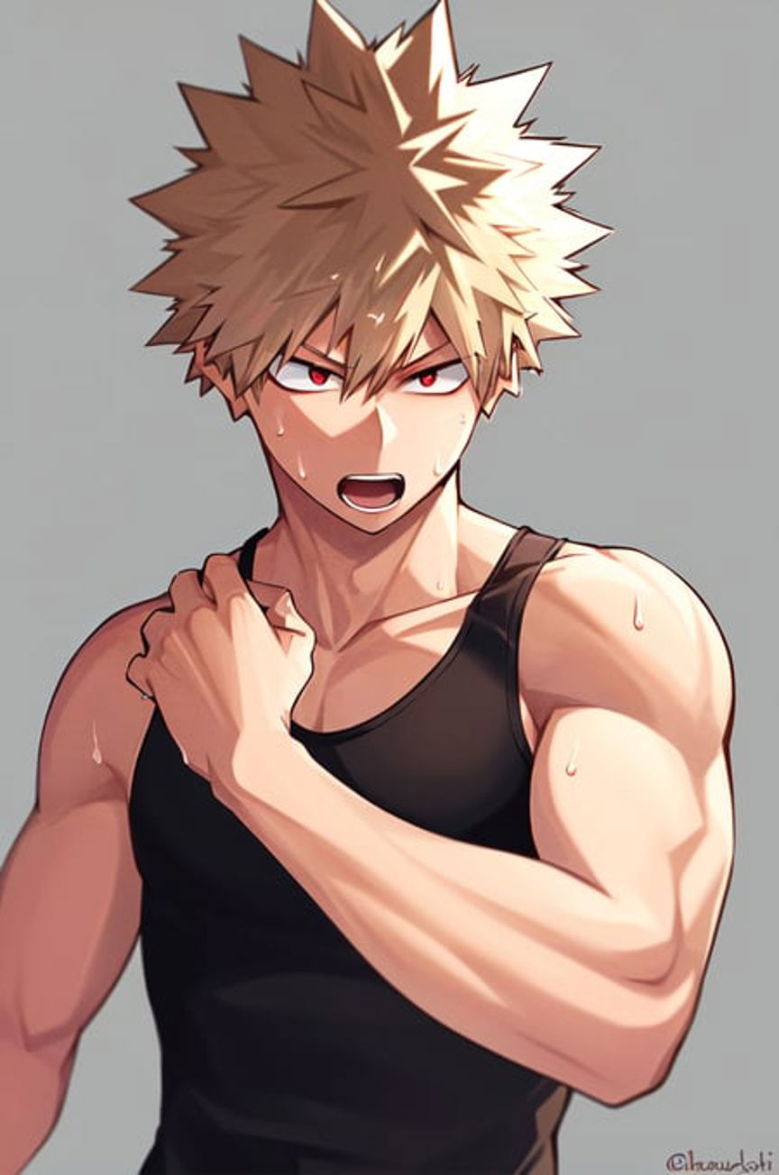 Anime Boys Katsuki Bakugou Blond Hair Muscles Anime Abs Muscular
