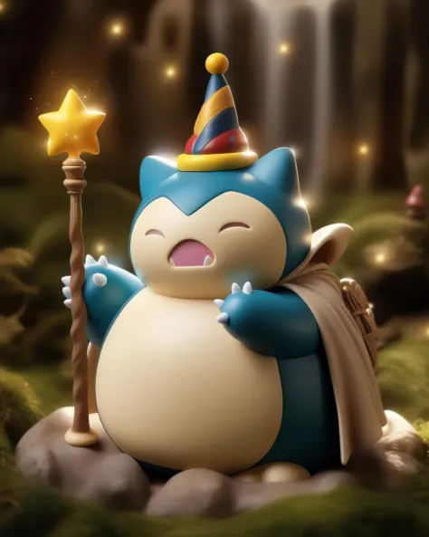 Snorlax in hogwarts, wizard hat, wizard, magic wand.
 <lora:snorlax_v3_1:0.8>