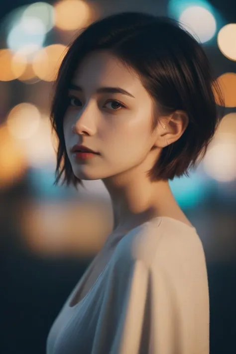 <lora:aesthetic_portrait-xl:1> aesthetic portrait, 1girl,solo, short hair, bokeh, depth of field, cinematic, nighttime