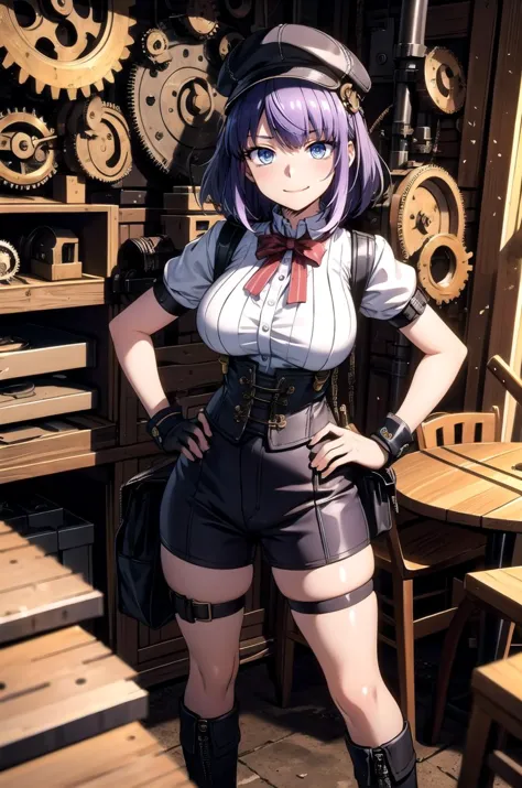 anime girl in a steampunk outfit posing for a picture