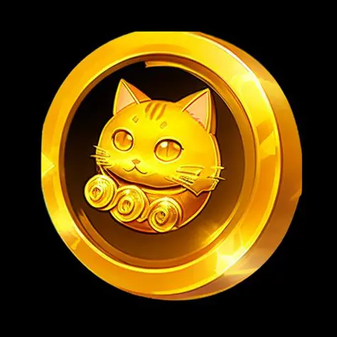 A gold coin with an cat on it, (masterpiece, top quality,best quality, official art, beautiful and aesthetic:1.2), Game ICON, masterpieces, HD Transparent background, Blender cycle, Volume light, No human, objectification, fantasy, Negative prompt, best qu...