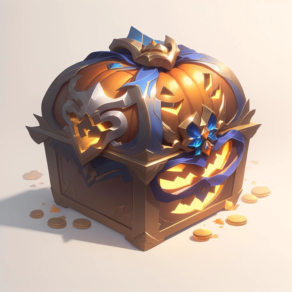 (Masterpiece, Top quality, Best quality, official art, Beautiful Beauty :1.2), (8k, Best quality, Masterpiece :1.2), (((white background,)))
(item/baoxiang), Fantasy, Treasure box, (pumpkin shaped treasure box), Halloween, blue, 