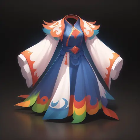 (Nobody: 1.5), Masterpiece, Ultimate, (Rainbow Colors), Cape, Viet Dress, Blue Dress, Game Icon, <lora:GameIconResearch_clothes_Lora:0.8>
