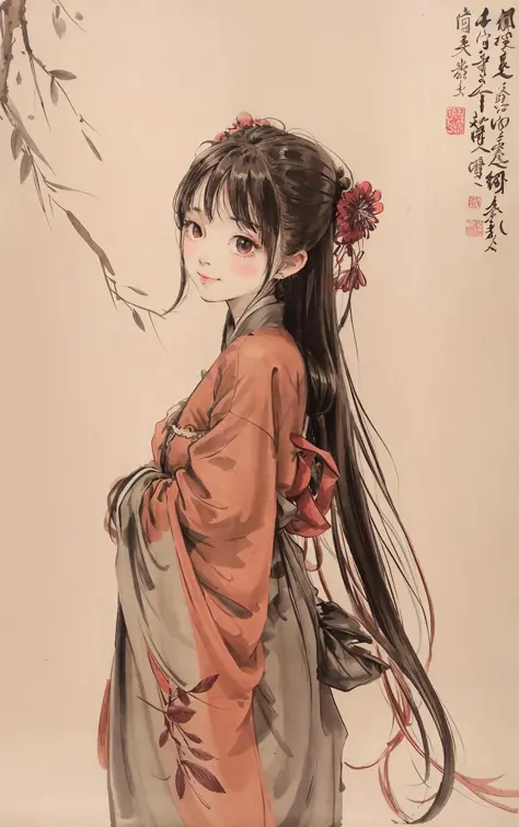 shukezouma,masterpiece,negative space,shuimobysim,traditional chinese ink painting,modelshoot style,
1girl,wearing long hanfu,looking at viewer,hanfu,song,peaceful,hanfu,((smile)),red wintersweet,
portrait of a woman standing,
willow tree in background,wil...