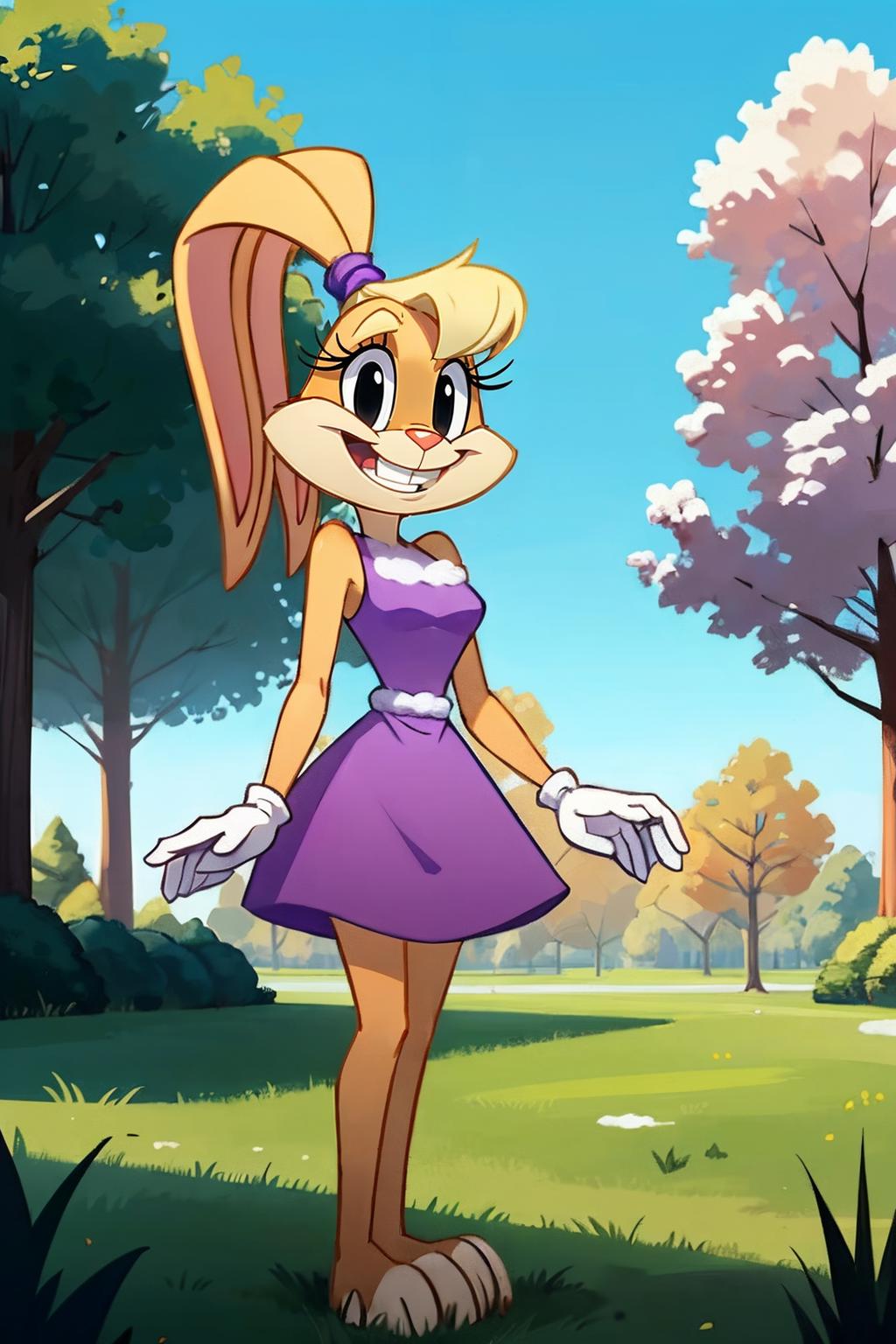 Araffe in a purple dress with a big smile on her face - SeaArt AI