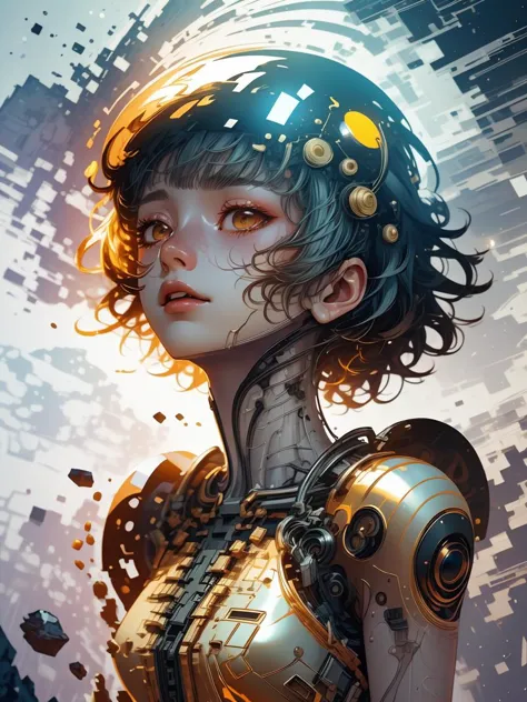 a woman with a helmet and a futuristic face