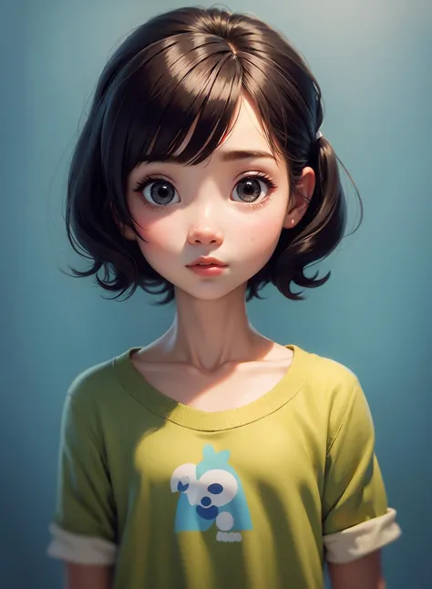 a cute girl, portrait, upper body, pixar style