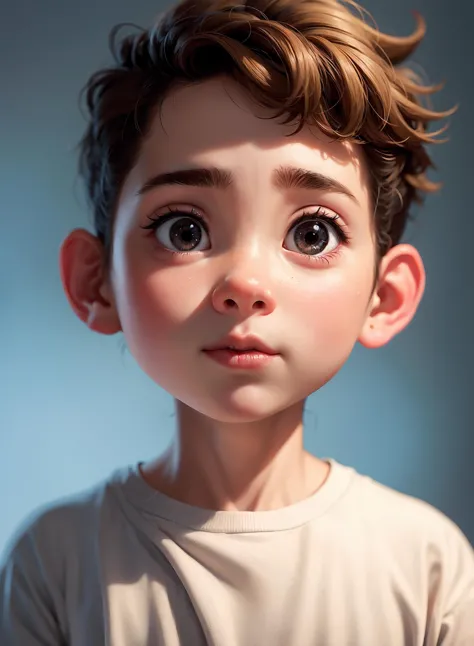 a cute boy, portrait, upper body, pixar style