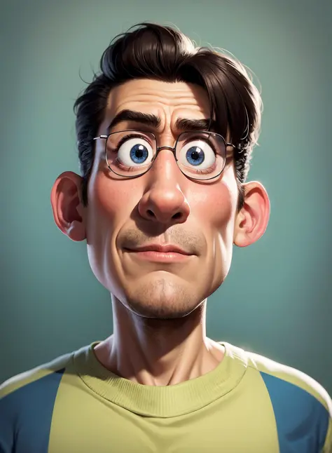 um homem, Retrato, tronco, estilo pixar