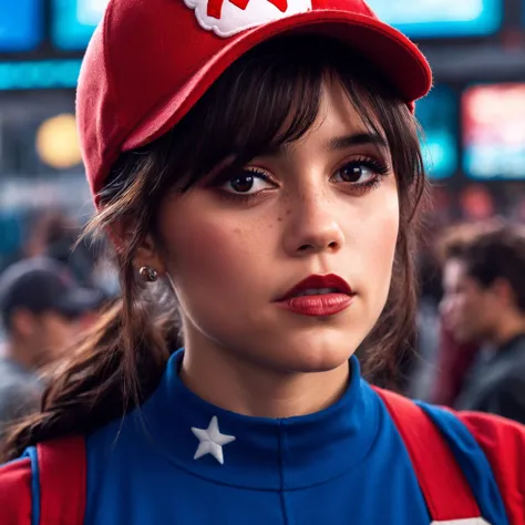 cinematic photo Portrait of ((ohwx woman)) as super Mario, red hat, fantasy, highly detailed, digital painting, artstation, concept art, sharp focus, illustration, art by Tony Sart and artgerm and randy vargas <lora:ortega_sdxxxl_dh128_v1:1> . 35mm photograph, film, bokeh, professional, 4k, highly detailed