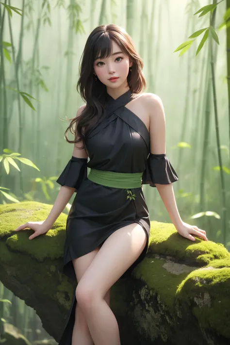 Cute girl in the bamboo forest