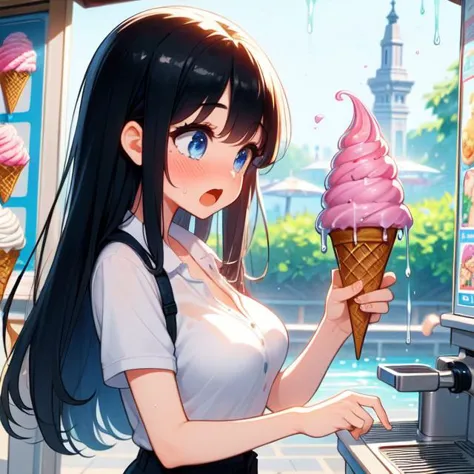 girl like  ice cream truck / ice cream machine