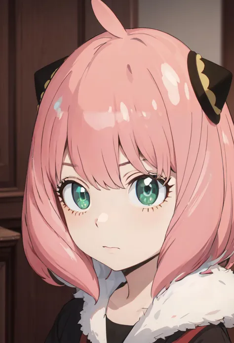 anime girl with pink hair and black cat ears