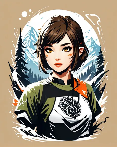 T-shirt_conception_Concept d'un The Elder Scrolls V: Bordeciel, stylisé par Ilya Kuvshinov et Yanjun Cheng, qualité incroyable