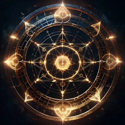 a transmutation circle, denoting the sacred geometries of the icosahedron, 4k, cinematic, volumetric lighting, magical