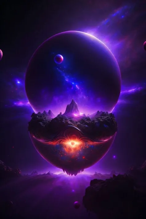 3 planets with tentacles egg shaped purple tentacles planet space planet egg rock tentacles with a purple halo purple crystals space egg  station comets crystals planet, clean