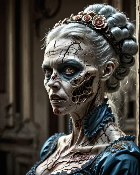 a close up of a woman with a skeleton face and makeup