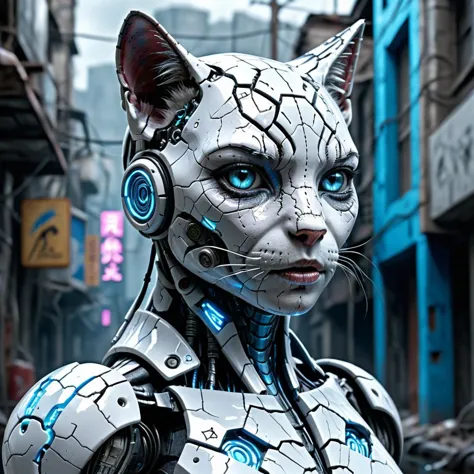 a close up of a cat with a robot suit on