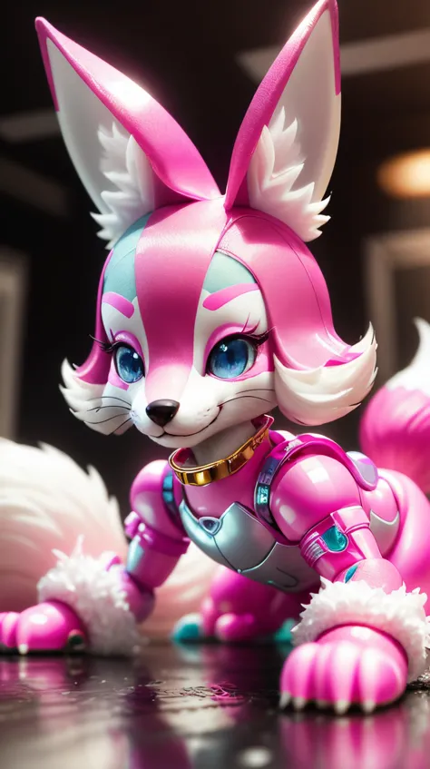 <lora:barbiecore:0.8> barbiecore cunning sly fox, (shiny plastic:0.8), (pink and white:0.9), (pastel:0.85)