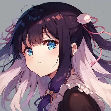 anime girl with long hair and blue eyes with a bow