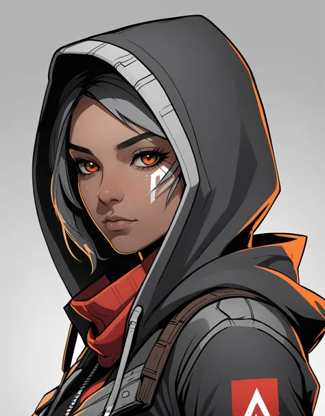 fcNeg, Énervé et mystérieux: Un gros plan de 1024 px d&#39;une figure énigmatique portant un sweat à capuche incarne l&#39;essence d&#39;un adolescent assassin audacieux. Cette femme assassine, inspiré par le style inquiétant et palpitant d&#39;Apex Legends, Dégage une aura captivante. Convient pour une photo de profil ou une image d&#39;avatar, cette photo de tête, avec une touche de style artistique animé déclencheur, est conçu sur mesure pour les profils Discord, logos d&#39;e-sport, ou même comme logo de jeu. Les nuances cyberpunk ajoutent une couche supplémentaire d&#39;intrigue, faisant de ce style artistique inconnu un choix parfait pour ceux qui recherchent une identité visuelle frappante et mystérieuse.