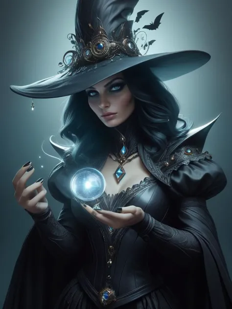 Fotografía premiada de una bruja con poderes místicos hecha de obsidiana JJ en el país de las maravillas, mágico, Caprichoso, concepto de arte de fantasía, steampunk, detalles intrincados, mejor calidad, obra maestra, ultra nítido, Híper realista, realism, 