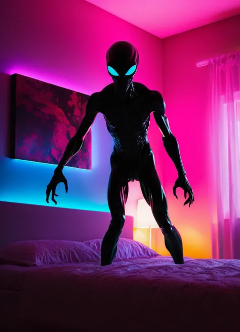 <lora:XL_silhouette:0.8> silhouette of an alien in bedroom (scary), subsurface scattering, Photorealistic, Hyperrealistic, analo...