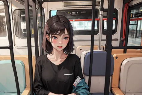[[[[[finely detailed eyes and detailed face]]]]],1girl, solo, ((bus)) school